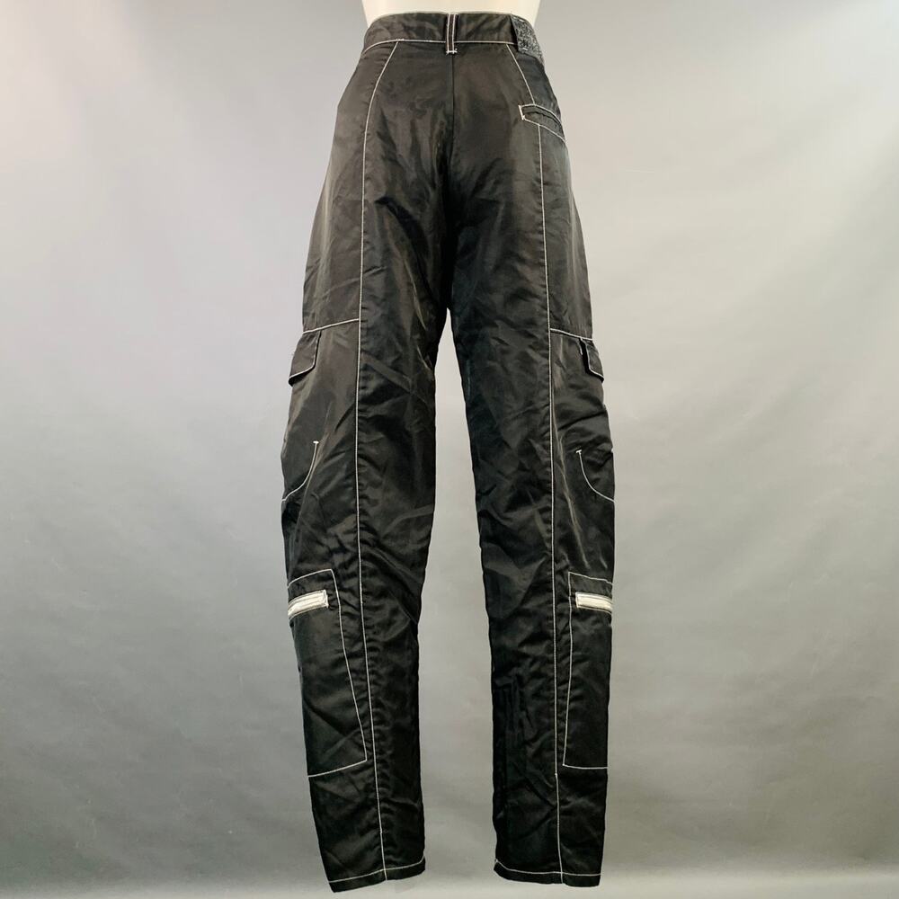 MARITHE+FRANCOIS GIRBAUD 28 Black White Nylon Contrast Stitch Cargo Casual Pants - Picture 3 of 5